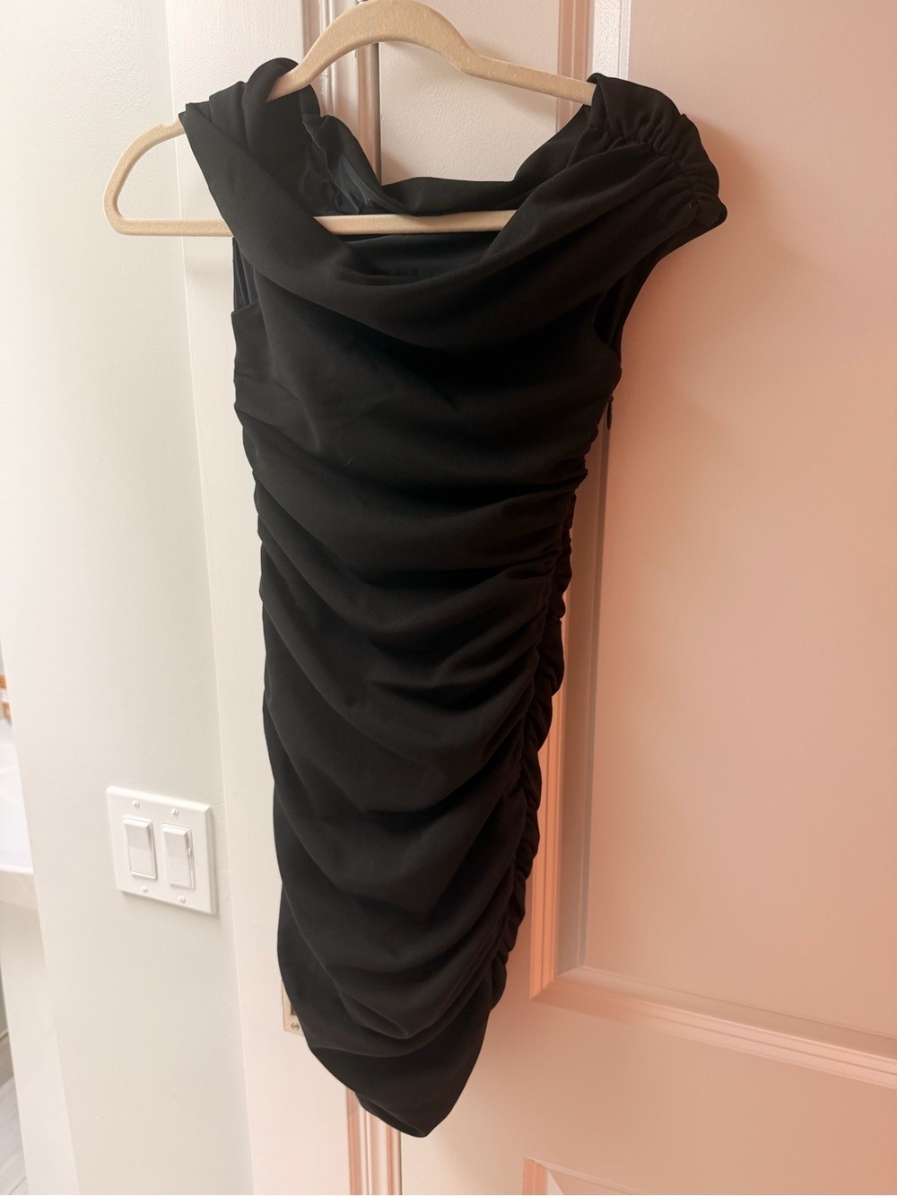 Abercrombie & Fitch Black Draped Ruched Mini Dress